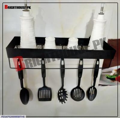 Black Metal Kitchen Cutlery Organizer with Anti-Drop Buckle